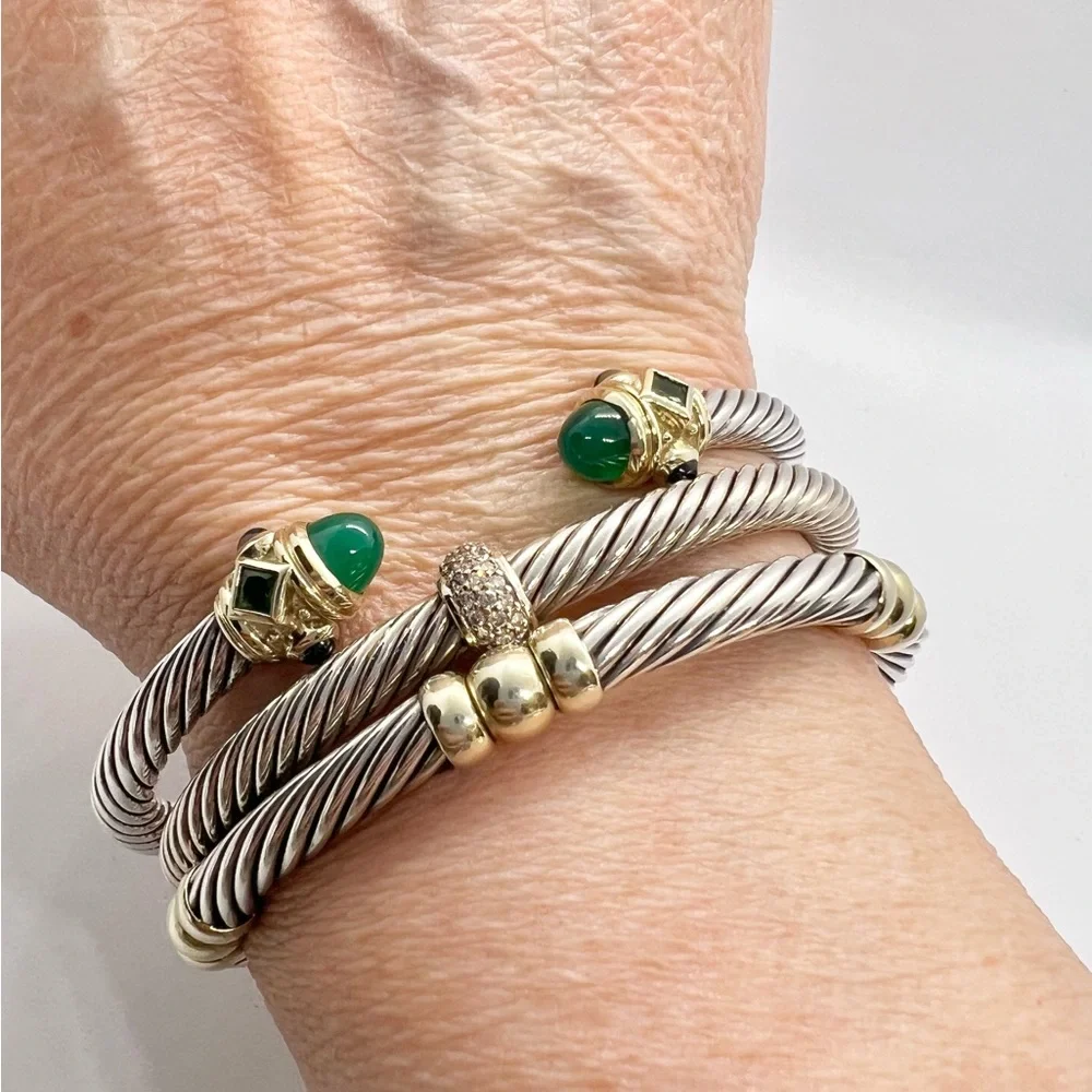 David Yurman 5mm Renaissance Cable Bracelet with 14k Gold - Picture 13 of 16